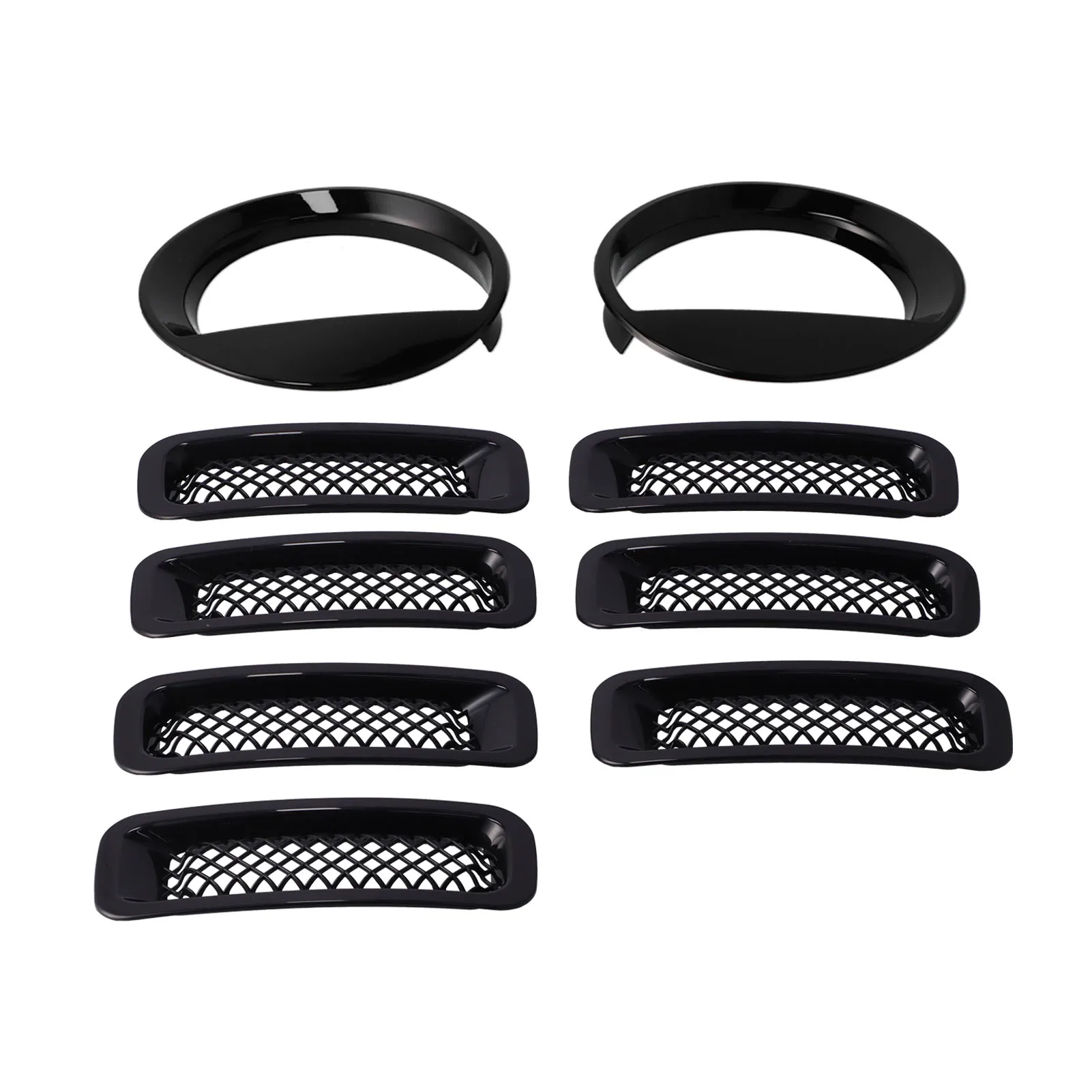Front Mesh Grille Inserts Headlight Trim Rings Kit Decoration Fit for Jeep Patriot 2011 2012 2013 2014 2015 2016