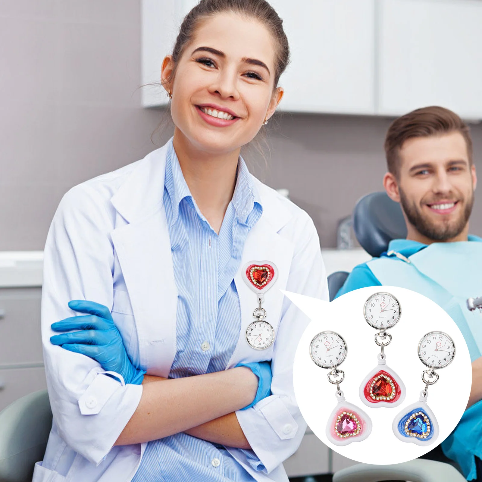3 шт. часы для медсестры в форме сердца кварцевые выдвижные карманные часы практичный аксессуар для врача модные медицинские часы