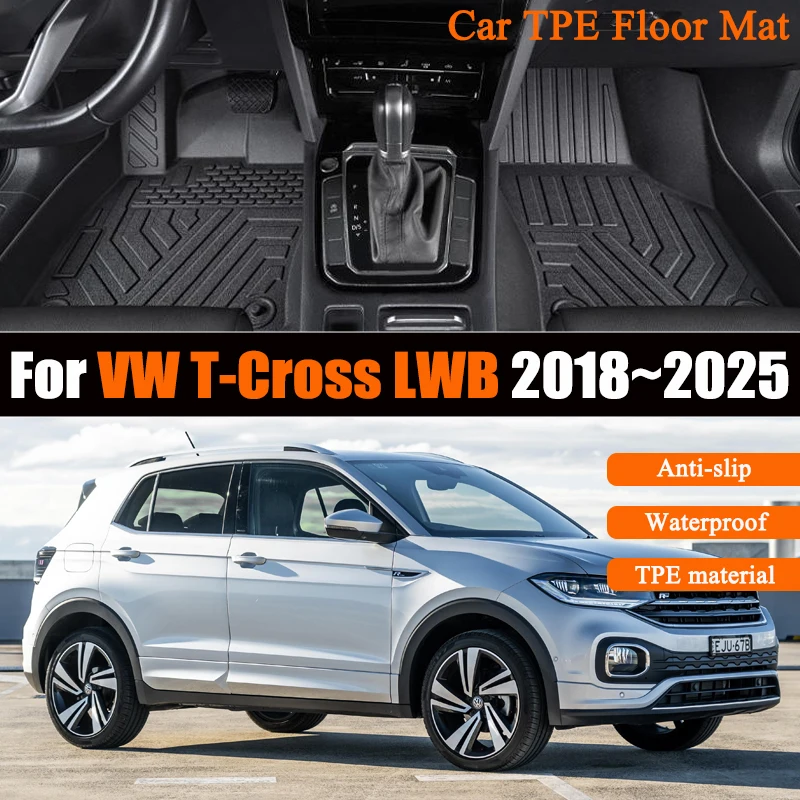 

Автомобильный коврик из материала TPE для Volkswagen VW T-Cross C11 LWB 2018 ~ 2025, водонепроницаемый ковер для ног, полный коврик с левым рулем, аксессуары