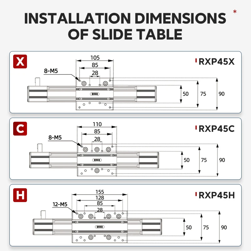 Rxp45 Cnc Lineaire Rail Synchrone Riem Glijmodule Inclusief Stappenmotor Ondersteuning Maatwerk Module Lage Luidruchtige Riem