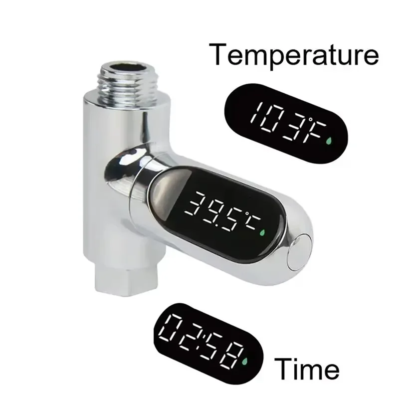ABRS-Water Shower Thermometer Water Temperature Monitor LED Display Flow Water Self-Generating Home Shower Faucets