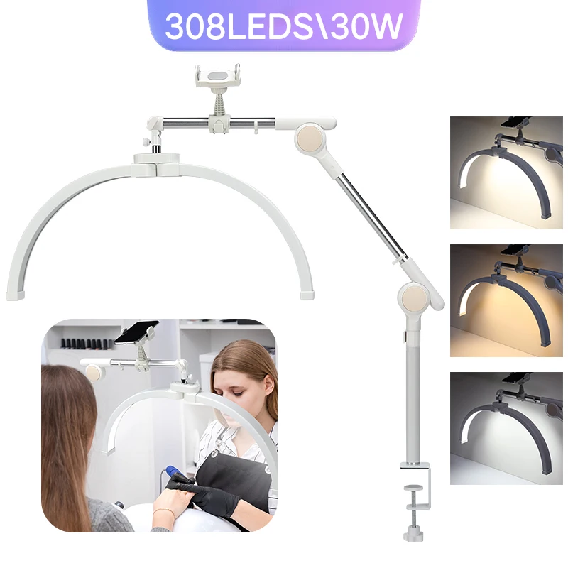 

Cantilever Rotating Folding Half Moon Circular Fill Light Beauty Salon Lighting Lamp Embroidered Eyebrow Manicure Fill Light