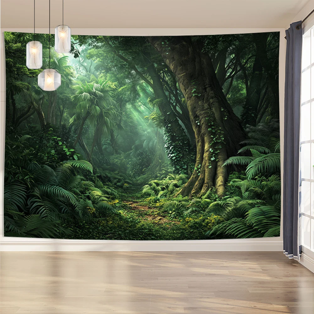 Sunny Coconut Grove Landscape Tapestry, Tropical Palm Tree Beach Nature Scenery Wall Cloth For Home Calming Backdrop