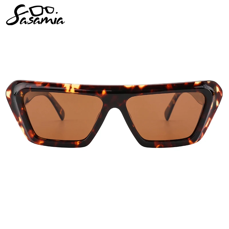 SASAMIA Polarized Sunglasses Female Flat Rectangle Cat Eye Fashionable Sunglasses Wide Temple Prescription Eyeglasses WD5072