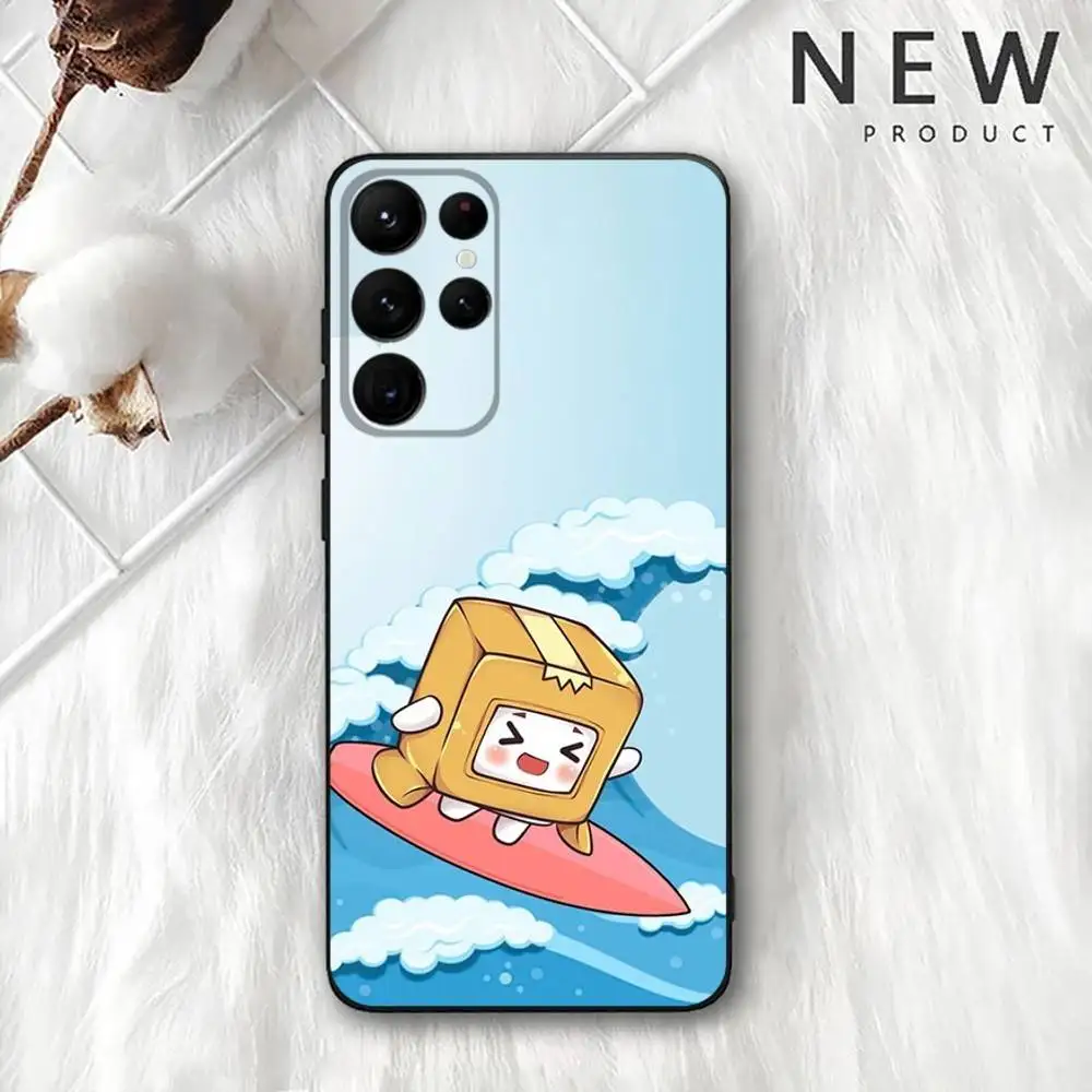 حافظة هاتف L-Lankybox لطيفة لهاتف سامسونج S 25,24,23,22,30,21,10,9,Ultra,Plus,Lite,FE,4,5G حافظة ناعمة سوداء