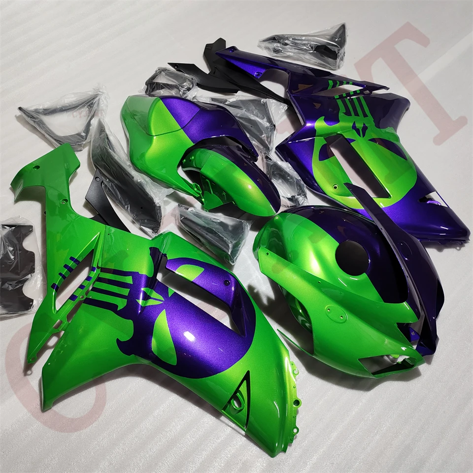 هدية مخصصة للدراجات النارية ABS للنينجا ZX 6R 636 2007 2008 مجموعة هدايا هيكل ZX6R636 07 08 لامعة أرجوانية خضراء جمجمة #2