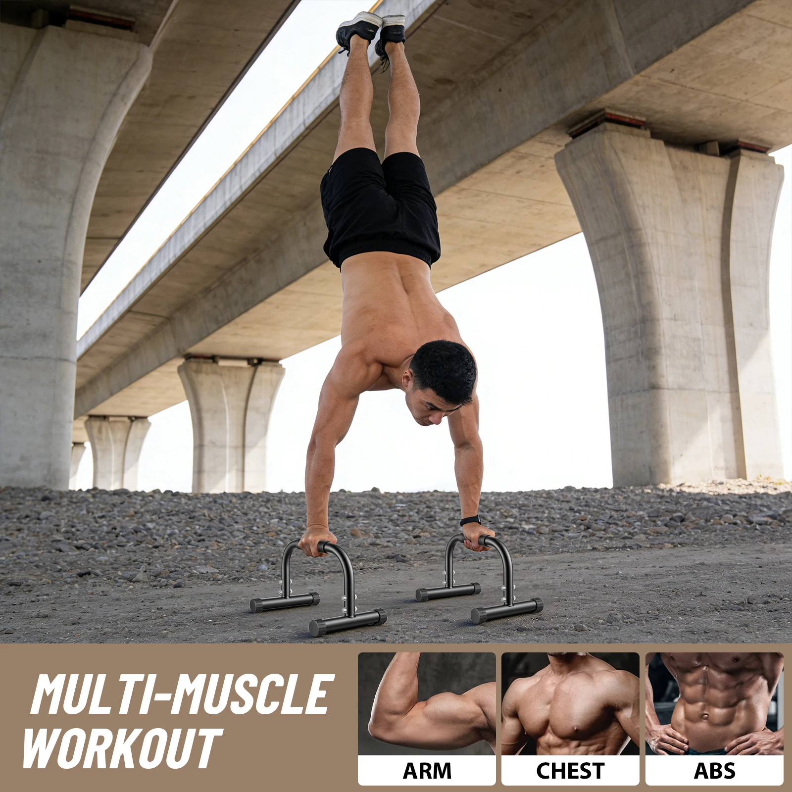 BRIEFNESS Parallettes-Stangen, Liegestützgriffe, Calisthenics-Ausrüstung für Handstände, Full Planche & Dips, 16,6x10x10 Zoll, Krafttraining – Detail 6