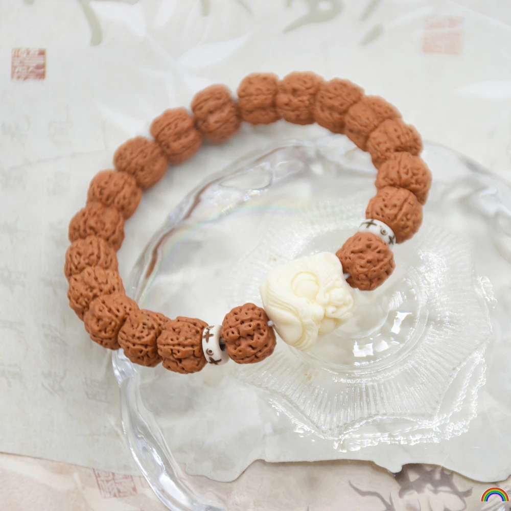 Natural Diamond Bodhi Seed Awakening Lion Bracelet, Original Seed Buddha Bead Bracelet, Rwbuy Brand Design