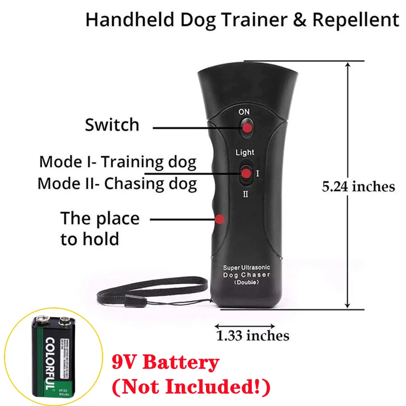 Ultraschall Haustier Hund Katze Repeller Anti Barking Stop Rinde Trainings gerät Adapter Trainer führte Ultraschall mit Taschenlampe Repellent – Detail 12