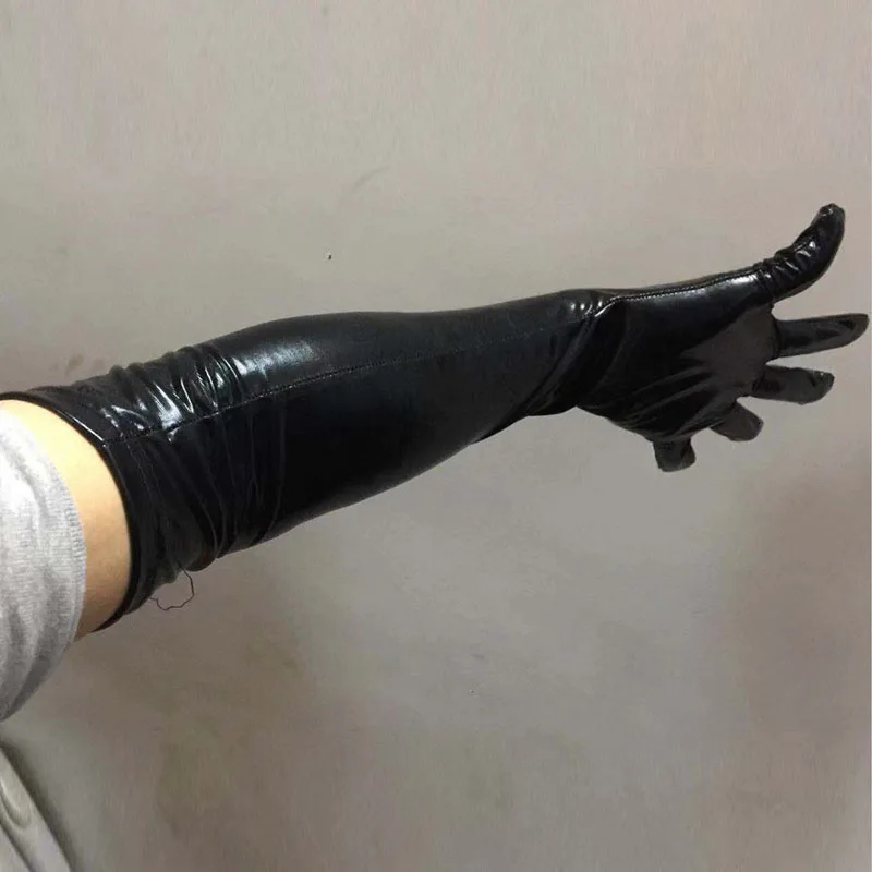 Women Long Leather Gloves New Shiny Winter Fashion Evening Party Full Finger Punk Sexy Hip-pop Culb Wear Cosplay Gloves