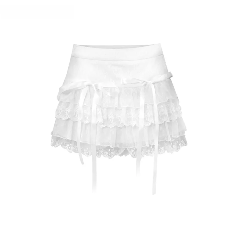 summer-white-lace-fairy-short-skirt-women's-ballet-style-half-length-puffy-cake-skirt-sweet-style-inner-lined-casual-a-line