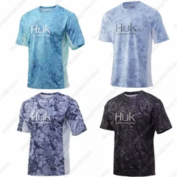 HUK Fishing Shirt Short Sleeve Uv Protection Fishing Clothes Man Camisa De Pesca Summer Fishing Suit Quick Dry Fish Wear UPF 50+