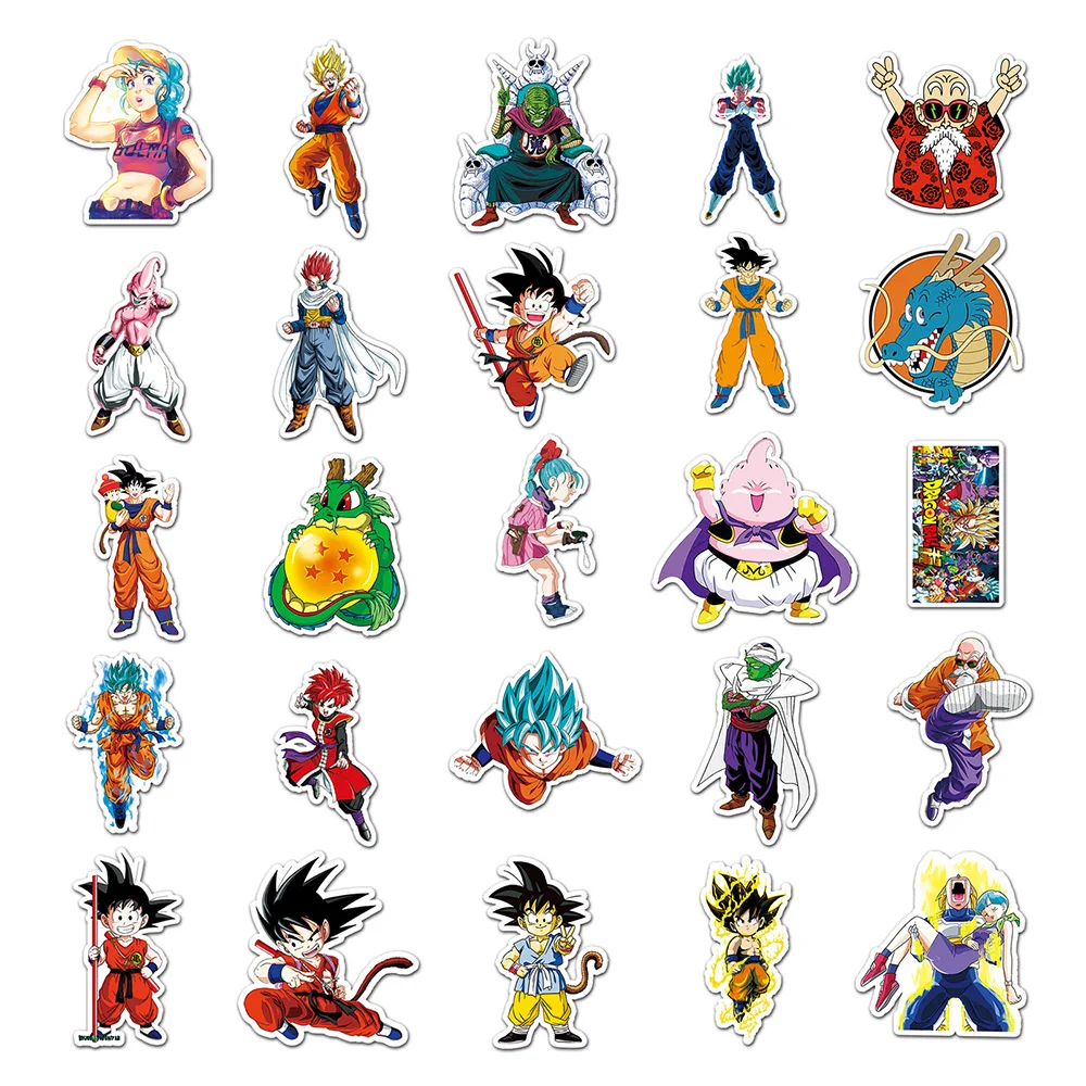 10/30/50pcs Dragon Ball Cartoon Stickers Son Goku Anime Decals Graffiti Computer Suitcase Guitar Cool PVC Sticker for Kids Toys