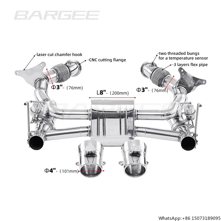 

Bargee Valve EXHAUST CATBACK for F Errari 488 3.9 2015 Exhaust Valvetronic Catback System Auto Engine Systems