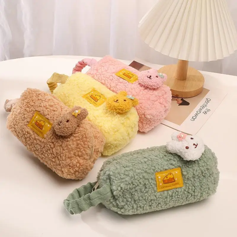 Plush Pencil Case Cute Cartoon Cubs Storage Bag Cosmetic Bag Stationery