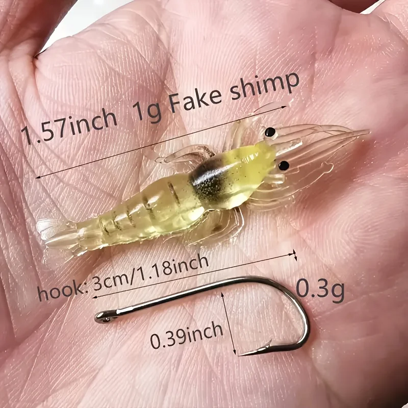 5/10/20pcs Goture Shrimp Lures Soft Shrimp Fishing Lures For Freshwater Saltwater Luminous Shrimp Bait Set With Sharp Hook Bead image 4