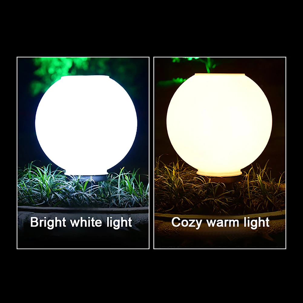 New Outdoor Post Light Fixtures Solar Powered Waterproof Courtyard Garden Lawn Street Lights Round Ball Lamp Lighting Fixture