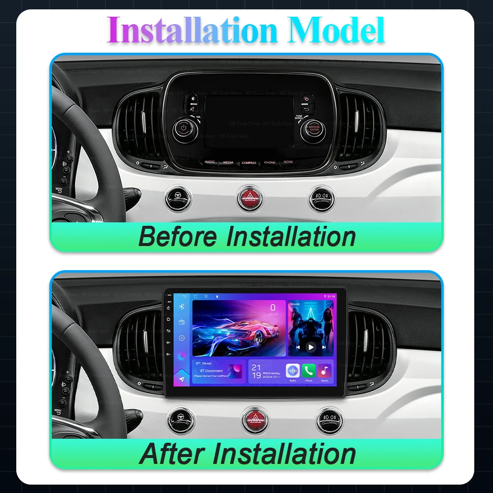 Android 16 For Fiat 500 2016 2017 2018 2019 Car Radio Gps Navigation Multimedia Player Carplay Video Player Head Unit 5g Wifi