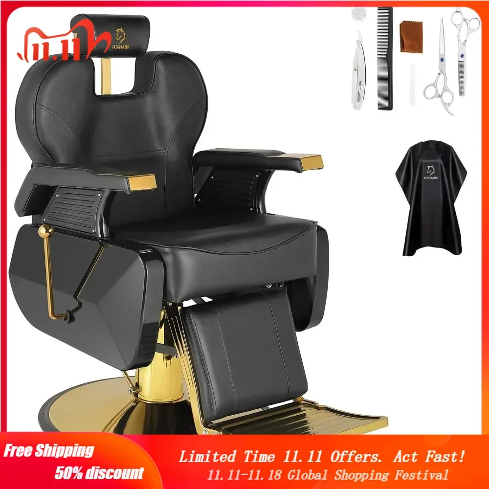 

Barber Chair Hydraulic Styling Chair for Hair Salon 360 Degrees Rolling Swivel Barber Chairs Hydraulic