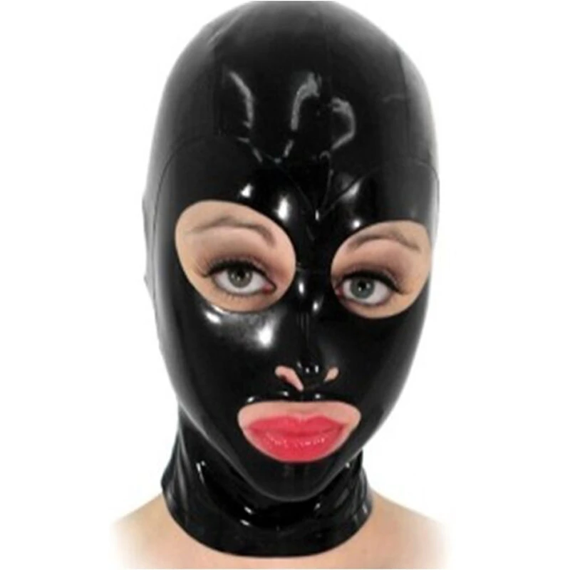 Sexy Latex Gummi Mask with Back Zipper Rubber Fetish Hood Handmade Headpiece  S-LM045