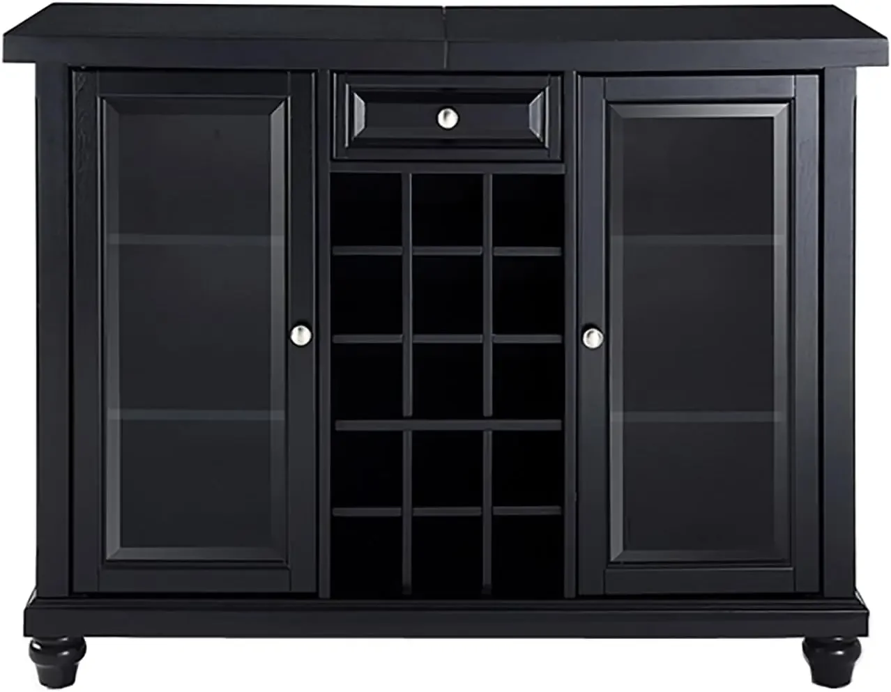 Gabinete de bar superior deslizante Cambridge con estantes de almacenamiento, cajón y estante para vinos, negro