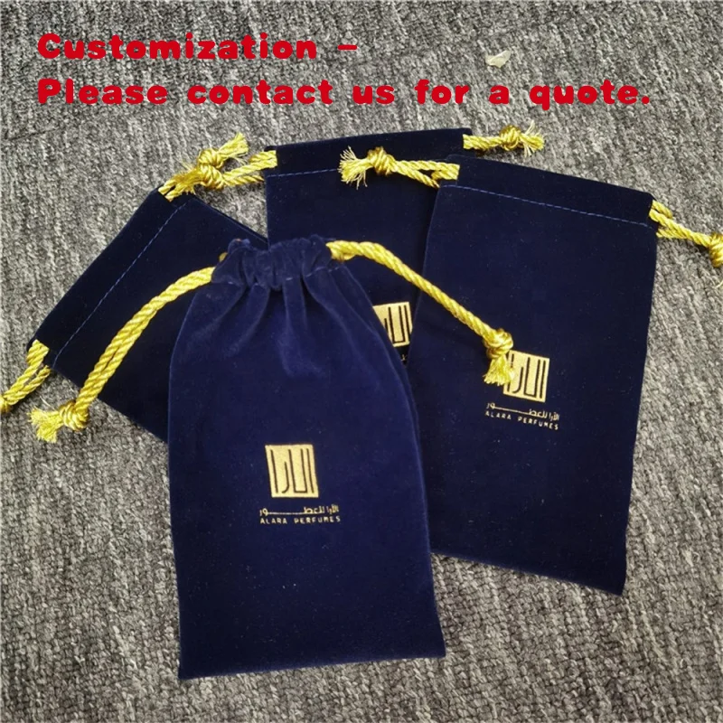 custom.Chuanghua Printed Luxury Custom Velvet Pouch Bag Jewelry Blue Velvet Pouch