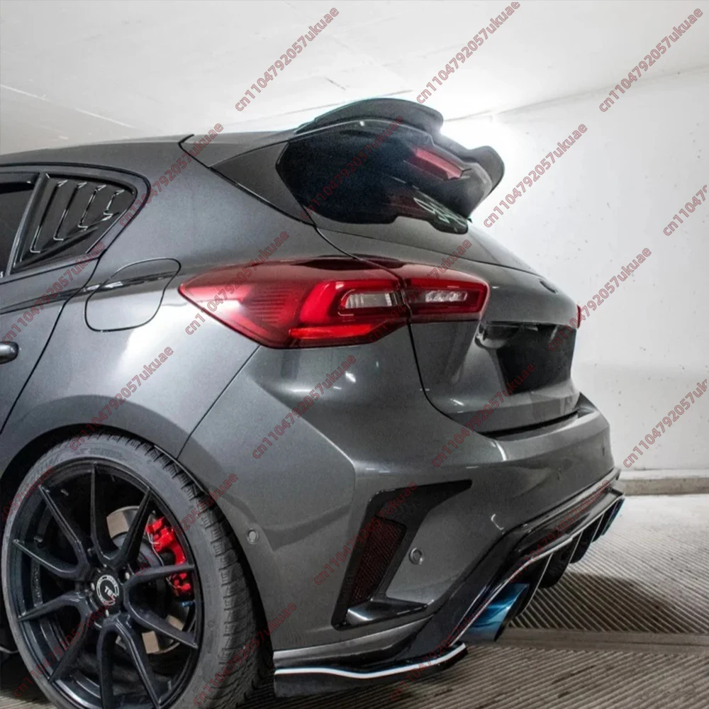 Car Rear Trunk Wing Roof Spoiler Cap For Ford Focus MK4 ST-Line 4-Door Hatchback 2019-2025 ABS Gloss Black Exterior Body Kit