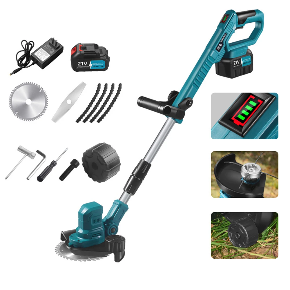 

1500W wireless electric lawn mower,18V Makita batte， foldable and adjustable lawn mower, garden efficient electric cutting tool