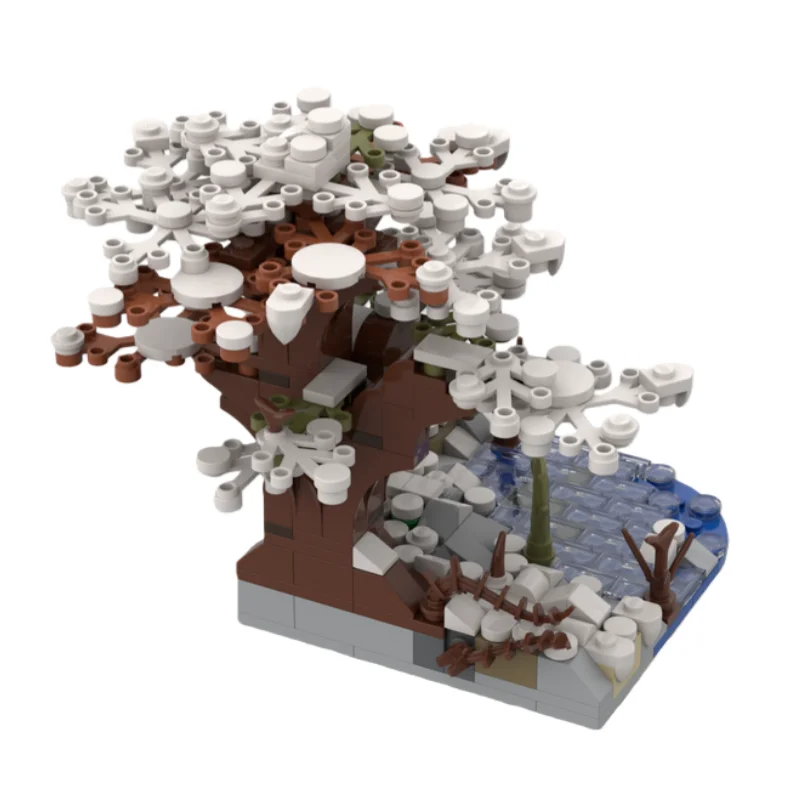 Modelo creativo de árbol de invierno modular arquitectónico MOC, bloques de juguete de construcción de partículas pequeñas, 348 piezas, adecuado para todos los entusiastas