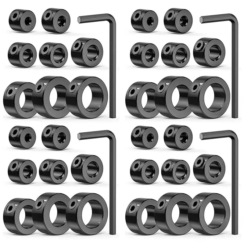 Drill Stop Bit Collar Set, 36PCS Adjustable Drill Depth Stop Collar Limit Ring With Carbon Steel Set For Drill Bits-[LUCK 9]
