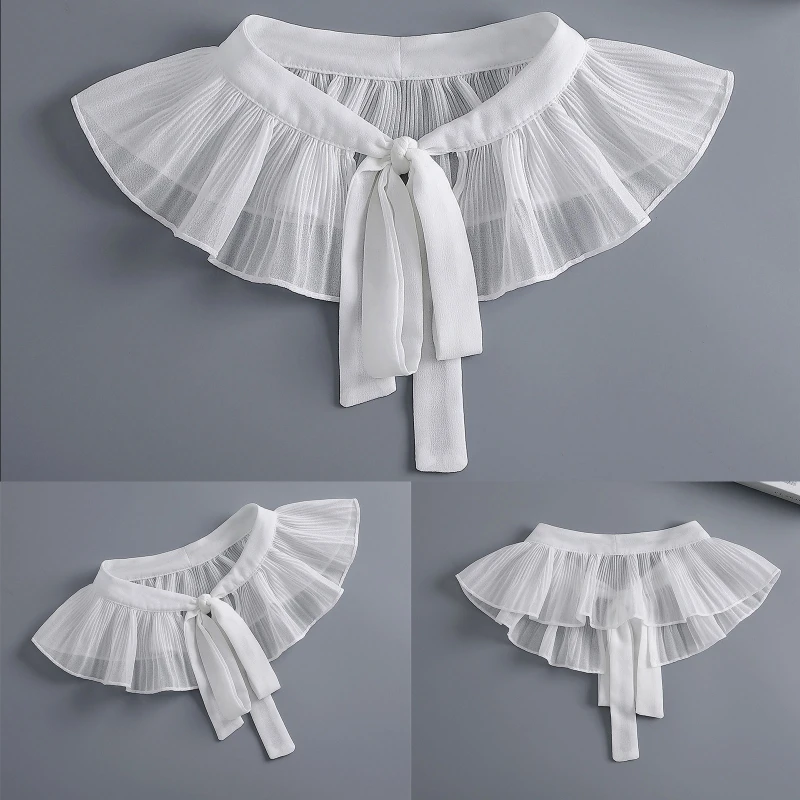 falsa com babado, destacável, suéter, lenço decorativo