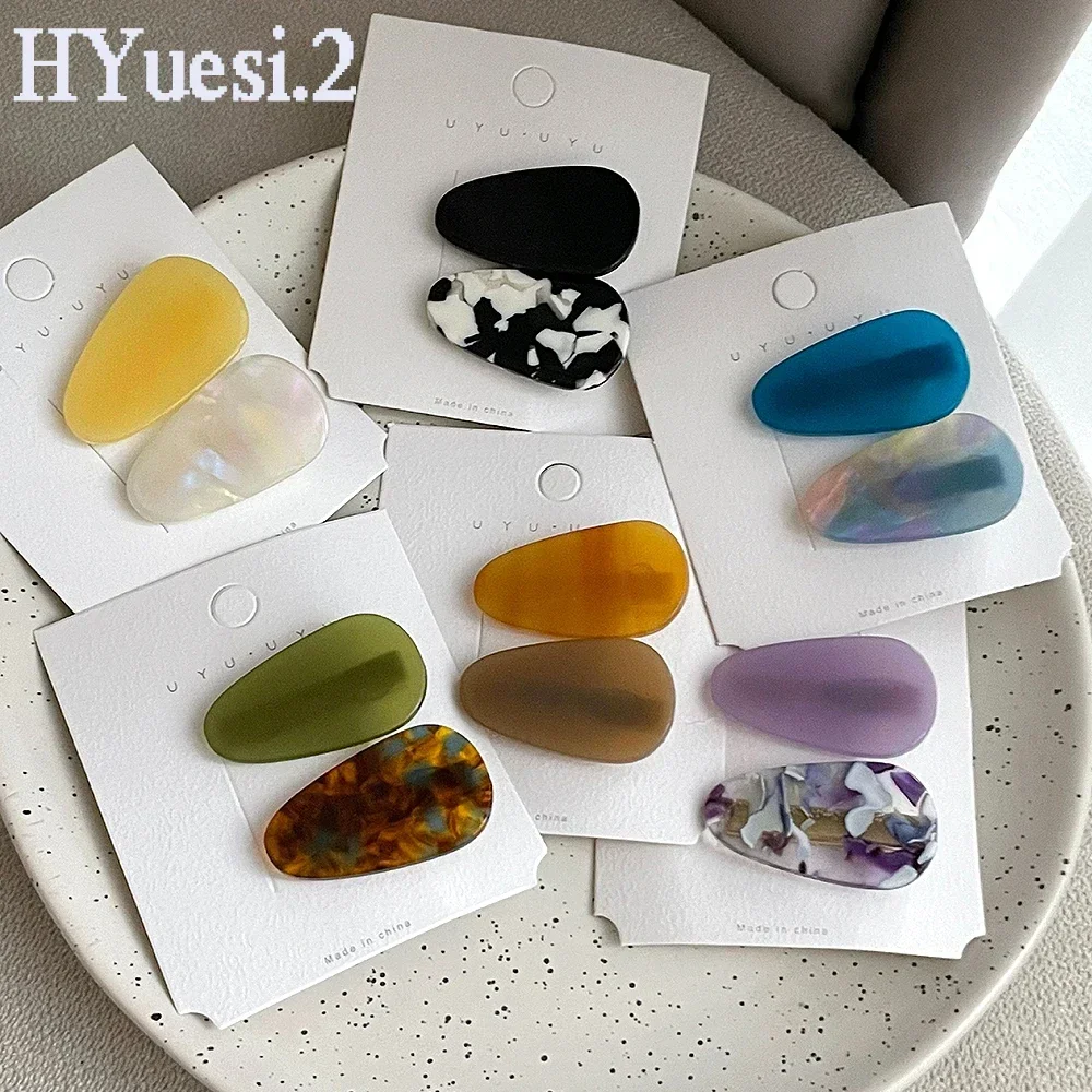 Mini Size Acetate Creaseless Hair Clips Waterdrop Shaped Flat Duckbill Hair Barrettes Women Acrylic Geometric Bangs Bobby Pins