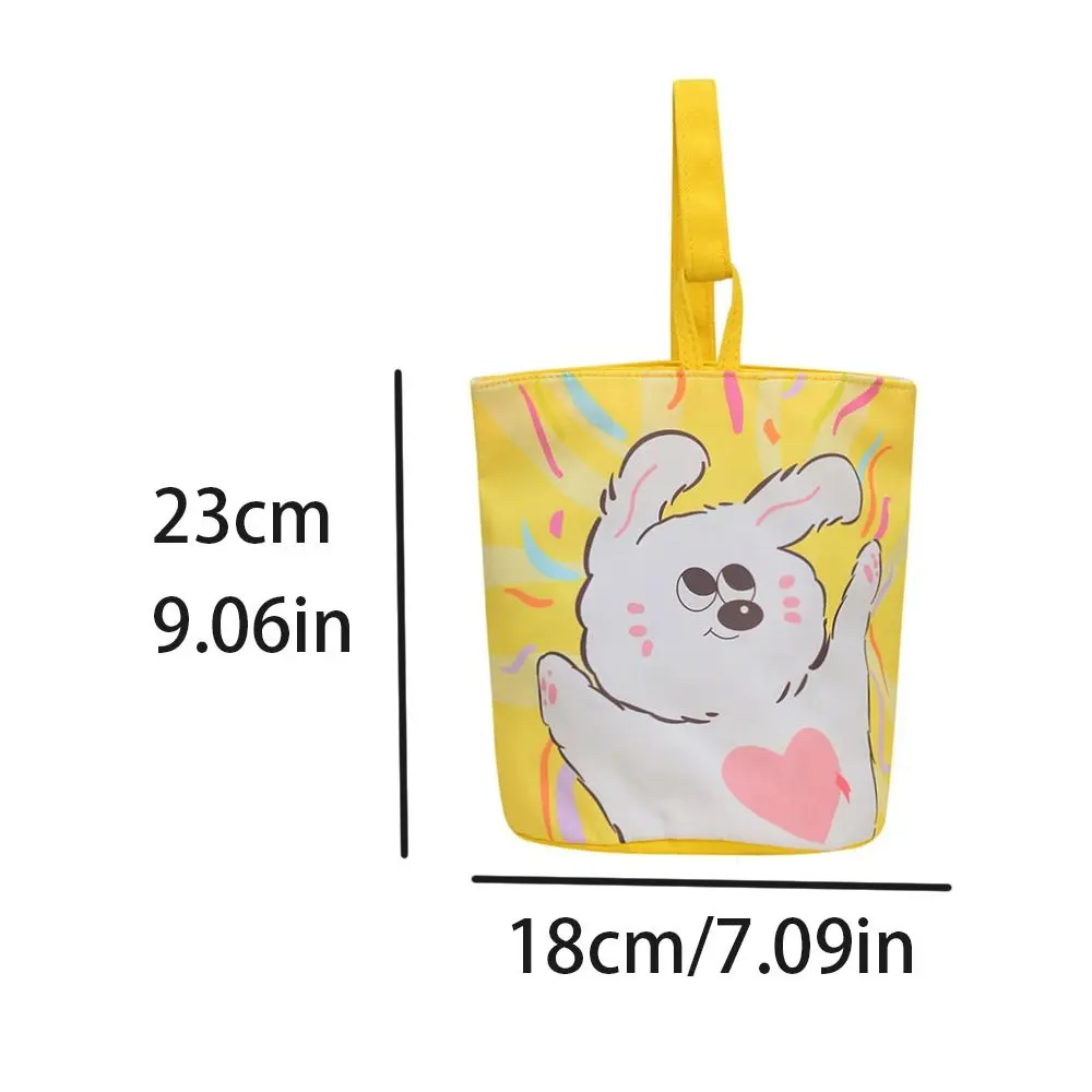 Rabbit Cat Panda Print Tote Bucket Handbag Large Capacity Cartoon Canvas Mommy Bag All-match Lunch Bag