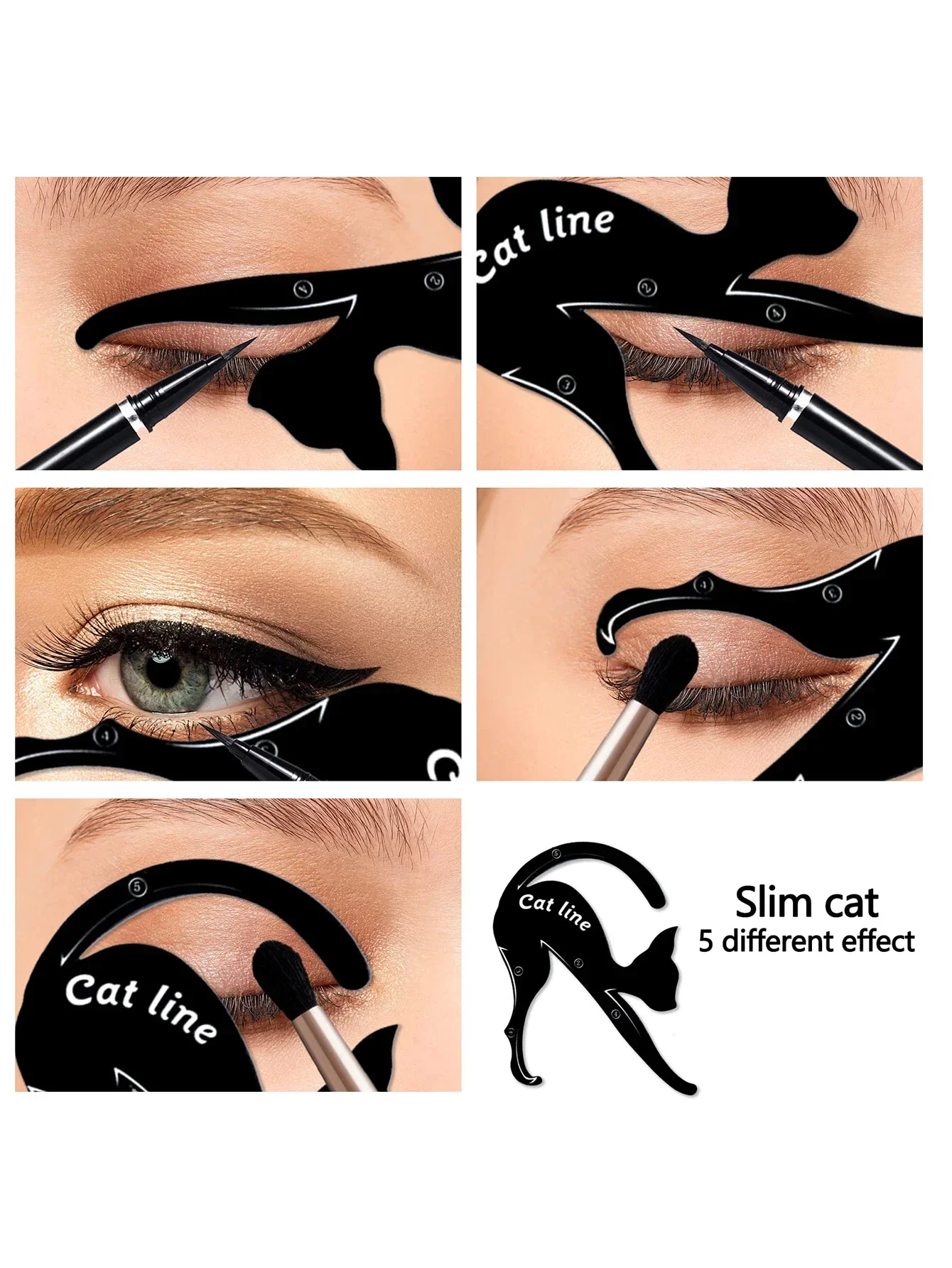 Eyeliner Stencils, Matte PVC Material Smoky Eyeshadow Applicators Guide Template Tool