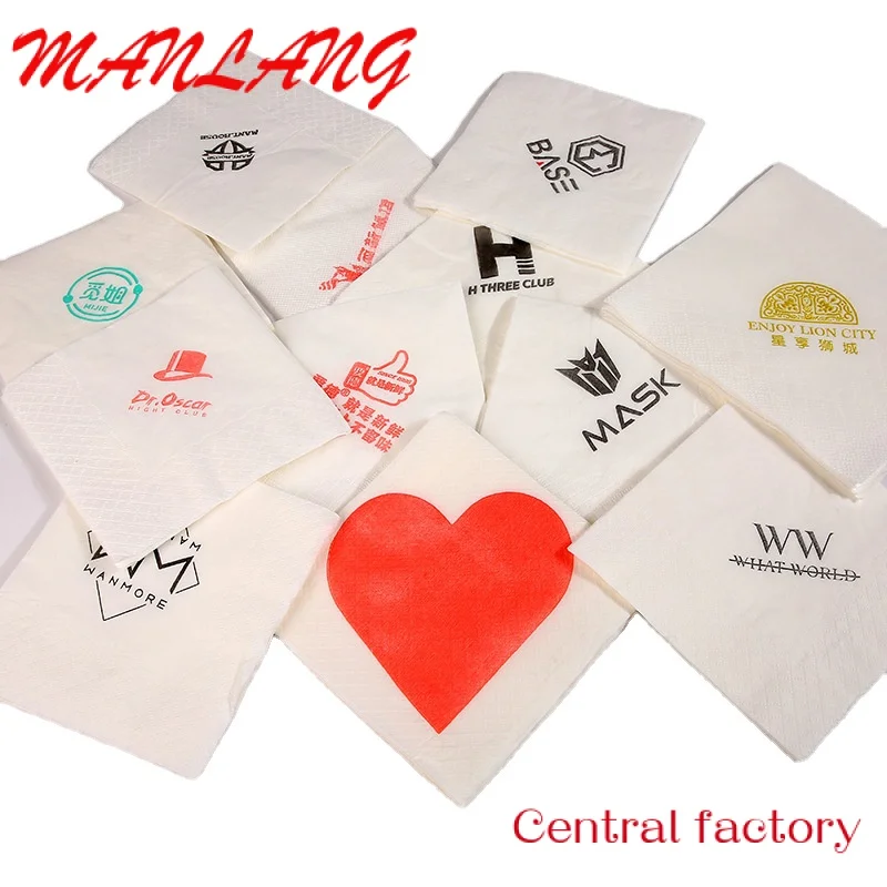 Poulet ORY-Serviettes minérales personnalisées avec logo, dîner blanc, serviettes en papier, serviette de table en papier