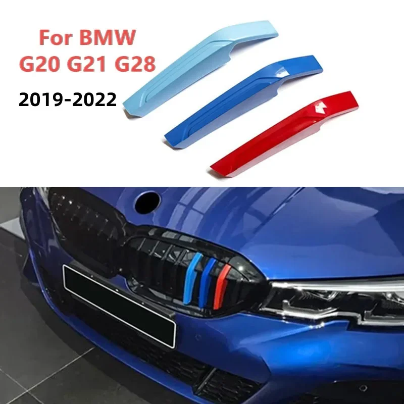 3D M Color Sticker Car Front Grille Trim Strips Grill Cover For BMW G20 G21 G28 2019 2020 2021 2022 2023 BMW New 3 Series