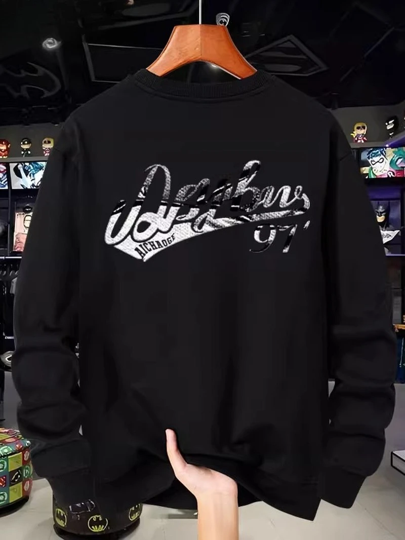 

Spring Autumn American-style Round-neck Hoodie Jacket 2025 New Autumn Couple Fashion Brand, with Fleece Long-sleeved Sleeves