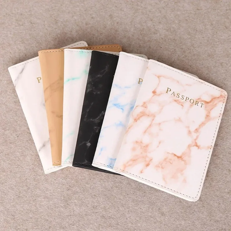 Passport Case, PU Leather, Marble-style Travel ID Card, Credit Card, Air Ticket Protective Bag, Wallet Bag