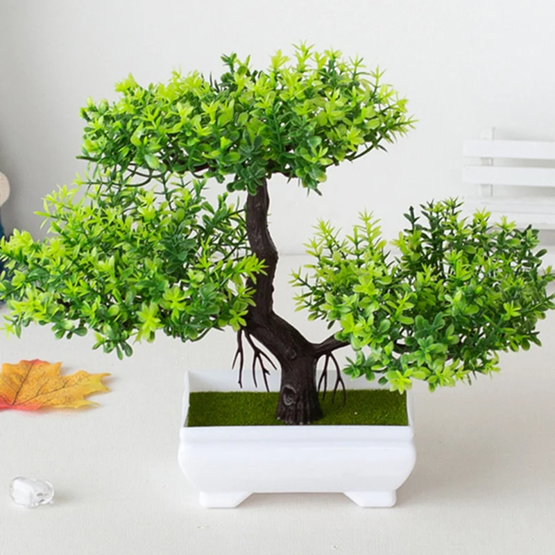 Plantas artificiales de plástico para decoración de mesa, bonsái, maceta de árbol pequeño, plantas falsas, adornos de jardín y balcón