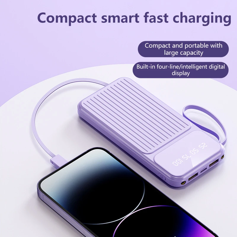 باور بانك شحن سريع 4IN1 100000mAh بسعة كبيرة وشاشة رقمية للهاتف المحمول لهاتف Xiaomi Huawei iPhone 17Promax 2026