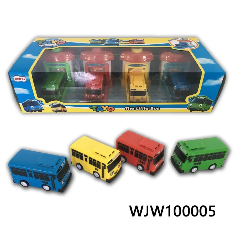 Tayo coréen le petit Bus fronde et voiture à tirer ensemble de jouets de scène de piste bricolage, Collection de jouets de voiture de dessin animé Tayo