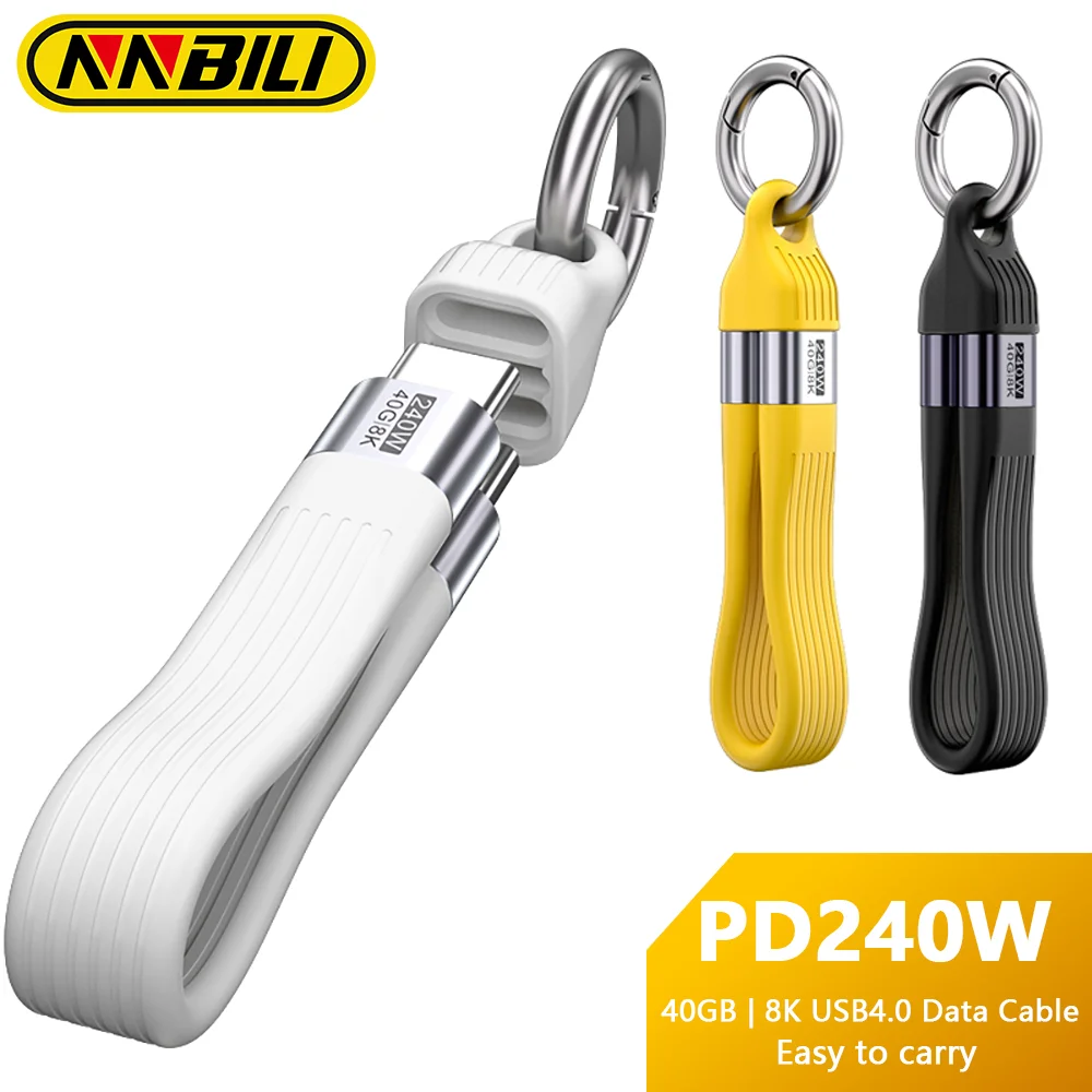 NNBILI 240 W USBC-Aufladung für iPhone 16 USB4.0-Kabel, tragbarer Schlüsselbund, 40 Gbit/s Datenübertragung, Thunderbolt4/3 8 K bei 60 Hz Videoanzeige