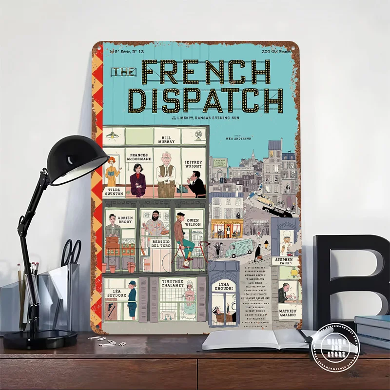 The French Dispatch Movie Tinplate Poster Customized Wall Art Vintage Metal Signs Retro Tin Plaque for Home Decorations House