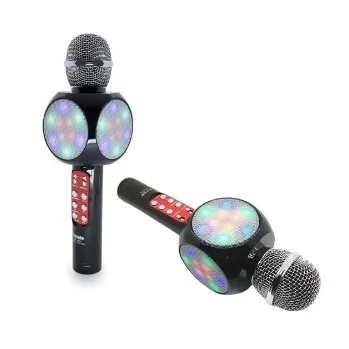 Microfone Karaoke Bluetooth Usb Sd Fm Portátil Sem Fio Led