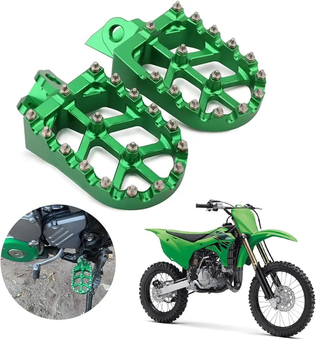 

Dirt Bike Foot Pegs Wider Footpegs Foot Pedals Rests CNC for KX65 00-23 KX85 01-23 KLX 140 KLX140 08-23 KX100 98-21