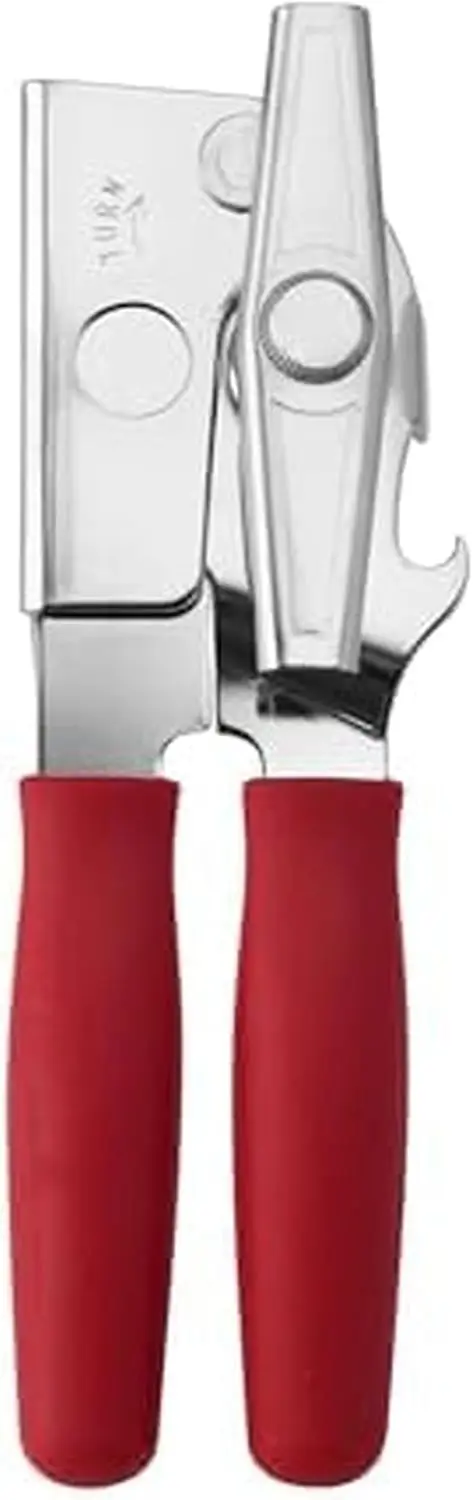 

Manual Can Opener with Bottle Opener, Easy Turn Knob, Red