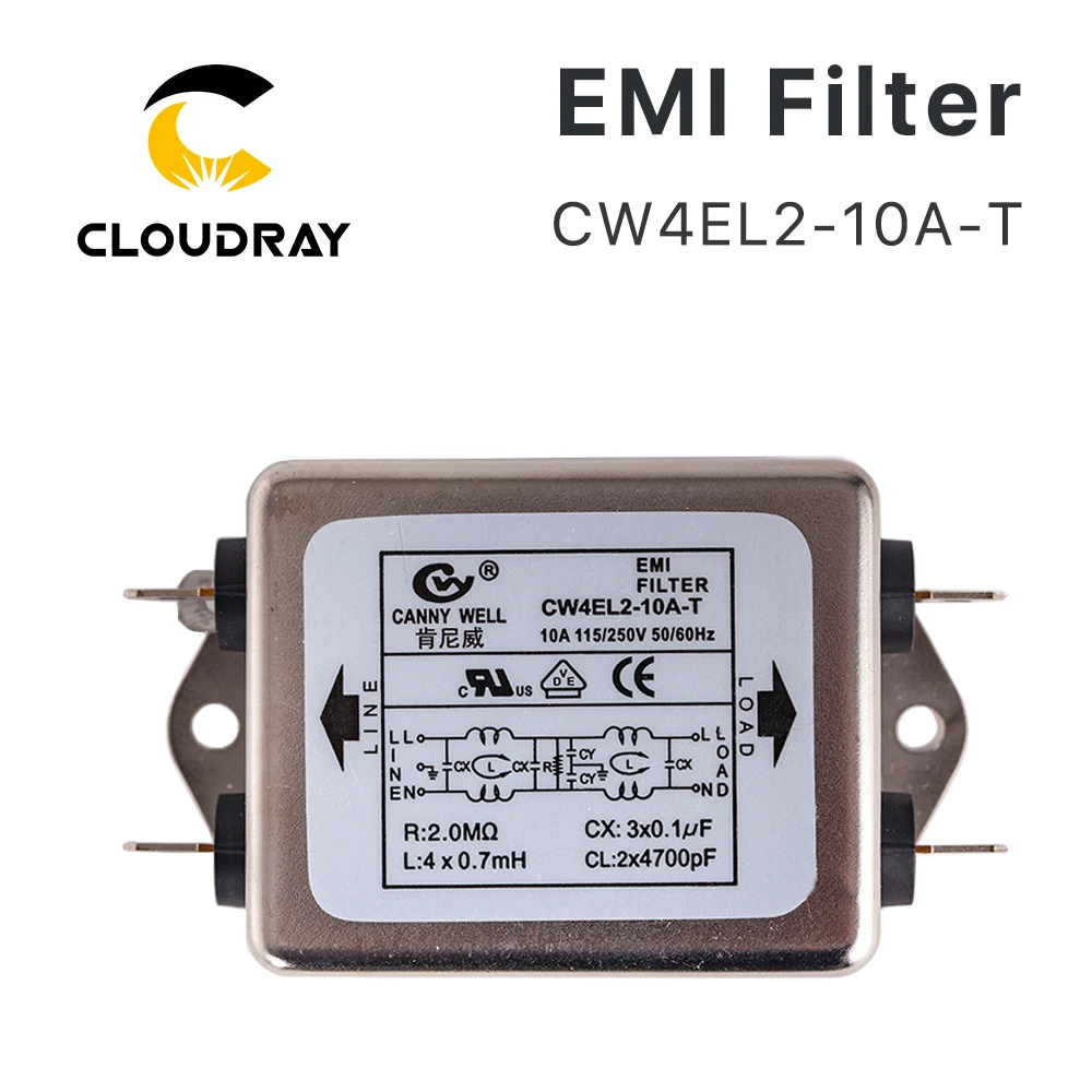 Ultrarac Power EMI Filter لآلة وسم الليزر ، لتقوم بها بنفسك الجزء ، CW4EL2-20A-T ، CW4EL2-20A-T ، مرحلة واحدة ، التيار المتناوب 115 فولت ، 250 فولت ، 20A ، 50 هرتز ، 60 هرتز