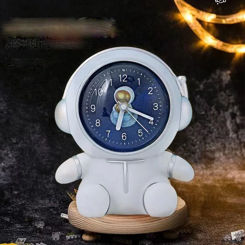 Creative Cartoon Astronaut Design Clock Multifunctional Minimalist Desktop Children Student Home Bedside Silent Alarm Clock