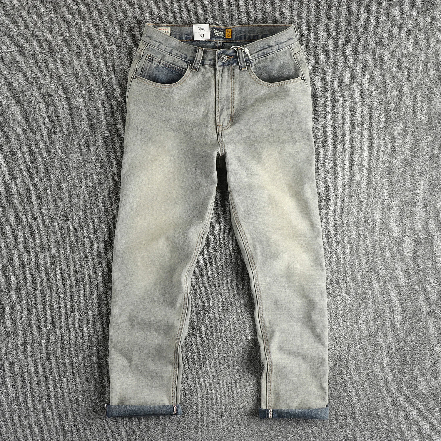 Spring Autumn New Quality Haze Grey Washed Vintage Denim Jeans for Men High Quality Youth Male Cityboy Loose Straight Long Pants