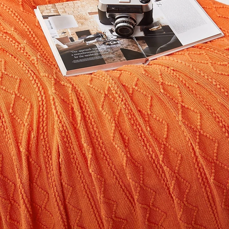 Oranje gebreide dekens met kwa - Throw Blanket Chunky Knit recensie en prijs